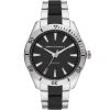 Ax1824 armani exchange watch men black dial stainless steel metal silver strap quartz analog three hand enzo