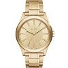 Ax2321 armani exchange watch men gold dial stainless steel metal golden strap quartz analog three hand nico