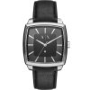 Ax2362 armani exchange watch men black dial leather strap quartz analog square three hand diamond nico