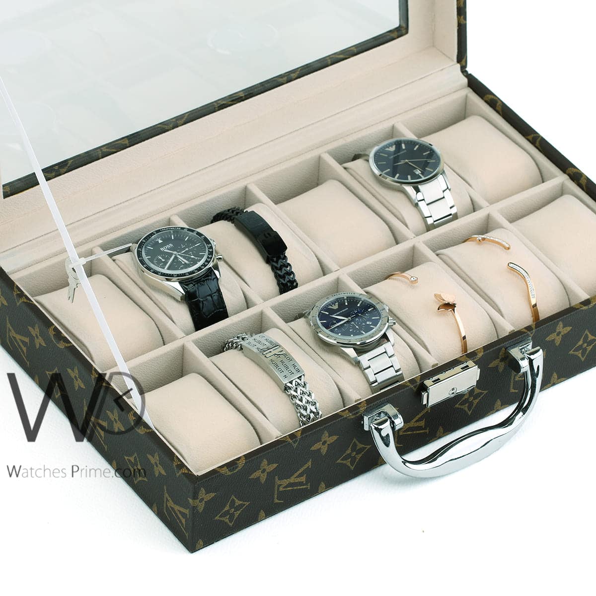 Louis Vuitton 3 Watch Case Monogram Eclipse Black in Coated CanvasLeather  with Silvertone  US