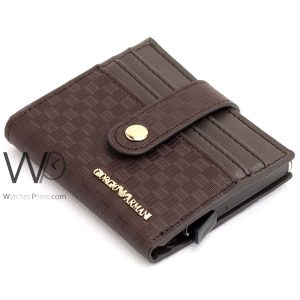giorgio armani brown card holder wallet for men