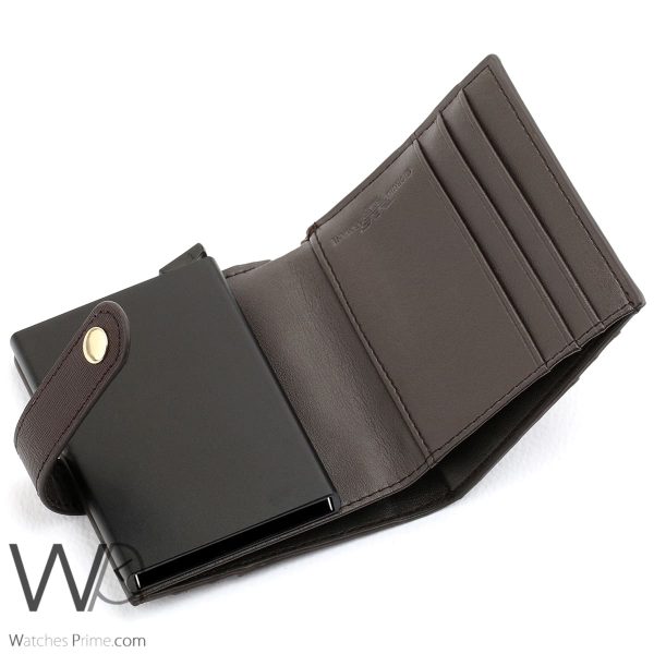 Giorgio Armani Men's Brown Card Holder Wallet | Watches Prime