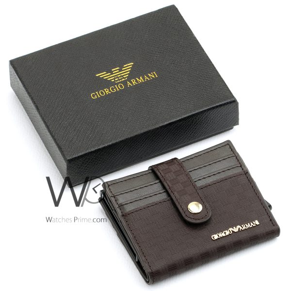Giorgio Armani Men's Brown Card Holder Wallet | Watches Prime