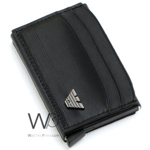 automatic pop up giorgio armani leather credit card holder black wallet