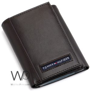original tommy hilfiger flip men's brown leather wallet