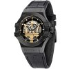 R8821108027 maserati watch men black dial leather strap automatic movment analog three hand potenza