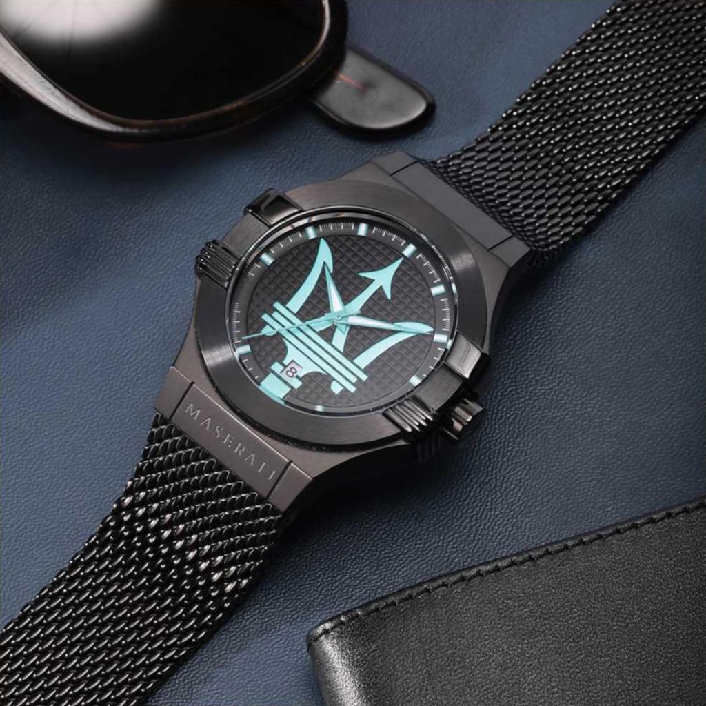 Maserati Potenza Aqua Edition Black Dial Black Mesh Bracelet Watch For Men - R8853144002