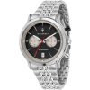 R8873638001 maserati watch men black dial metal stainless steel silver strap quartz battery analog chronograph wr 10 atm legend