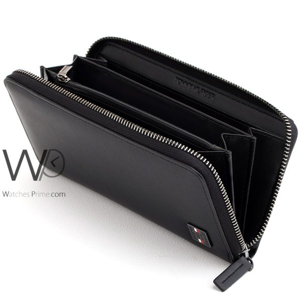 Tommy Hilfiger Black Long TH Leather Wallet | Watches Prime