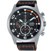 Af8u05x1 alba watch men black dial leather strap quartz movt japan analog chronograph water resist 10bar active