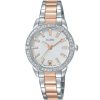 Ag8h03x1 alba watch women silver white dial stainless steel metal rose gold two tone strap quartz movt japan analog diamond three hand fashion