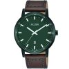Ag8h27x1 alba watch men green dial leather brown strap quartz movt japan analog three hand prestige