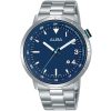 Ag8j95x1 alba watch men blue dial stainless steel metal silver strap quartz movt japan analog water resistant 10bar three hand signa