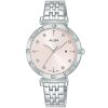 Ah7ab1x1 alba watch women pink dial stainless steel metal silver strap quartz movt japan analog diamond three hand fashion