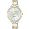 Ah7af2x1 alba watch women silver white dial stainless steel metal gold two tone strap quartz movt japan analog water resist 5bar three hand fashion