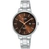 Ah7af7x1 alba watch women brown dial stainless steel metal silver strap quartz movt japan analog water resist 5bar three hand fashion