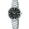 Ah7n33x1 alba watch women black patterned dial stainless steel water resist 5bar metal silver strap quartz movt japan analog three hand fashion