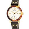 Ah7p38x1 alba watch women white dial tortoise bezel leather brown strap quartz movt japan analog stainless steel water resist 5bar three hand fashion