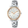 Ah7p52x1 alba watch women white dial stainless steel metal silver strap quartz movt japan analog diamond three hand fashion