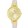 Ah7q44x1 alba watch women gold dial leather light grey strap quartz movt japan analog three hand fashion