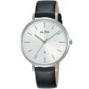 Ah7t25x1 alba watch women silver white dial leather black strap quartz movt japan analog three hand fashion