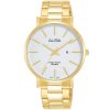 Ah7t60x1 alba watch women silver patterned dial stainless steel metal gold strap quartz movt japan analog water resist 5bar three hand prestige