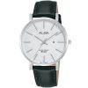 Ah7t71x1 alba watch women silver patterned dial leather black strap quartz movt japan analog water resist 5bar three hand prestige