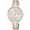 Ah7t92x1 alba watch women silver white dial stainless steel metal rose gold two tone strap quartz movt japan analog diamond three hand fashion