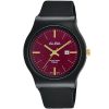 Ah7u59x1 alba watch women red burgundy dial rubber black strap quartz movt japan analog water resist 5bar three hand fashion