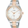 Ah7v32x1 alba watch women white patterned dial stainless steel metal silver rose gold two tone strap quartz movt japan analog 5bar three hand signa flagship
