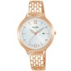 Ah7w06x1 alba watch women silver white dial stainless steel metal rose gold strap quartz movt japan analog diamond three hand fashion