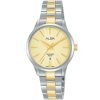 Ah7w39x5 alba watch women gold patterned dial stainless steel metal silver gold two tone strap quartz movt japan analog sapphire 5bar three hand prestige