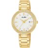 Ah7x38x1 alba watch women silver patterned dial stainless steel metal gold strap quartz movt japan analog diamond three hand fashion