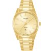 Ah7x62x1 alba watch women gold patterned dial stainless steel metal golden strap quartz movt japan analog 10bar three hand fashion
