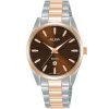 Ah7x64x1 alba watch women brown patterned dial stainless steel metal silver rose gold two tone strap quartz movt japan analog 10bar three hand fashion