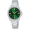 Ah7x83x1 alba watch women green dial stainless steel metal silver strap quartz movt japan analog water resist 5bar diamond three hand fashion
