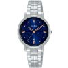 Ah7z03x1 alba watch women blue patterned dial stainless steel metal silver strap quartz movt japan analog three hand fashion