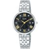 Ah7z83x1 alba watch women black mother of pearl patterned dial stainless steel metal silver strap quartz movt japan analog three hand fashion