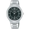 Ah7z97x1 alba watch women black dial stainless steel metal silver strap quartz movt japan analog diamond three hand fashion