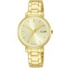 Ah8374x1 alba watch women gold dial stainless steel metal golden strap quartz movt japan analog three hand fashion
