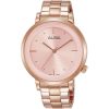 Ah8382x1 alba watch women pink dial stainless steel metal rose gold strap quartz movt japan analog three hand fashion