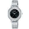 Ah8531x1 alba watch women glitter black dial stainless steel metal silver strap quartz movt japan analog three hand fashion