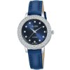 Ah8583x1 alba watch women blue dial leather strap quartz movt japan analog sapphire diamond three hand fashion