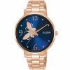 Ah8604x1 alba watch women butterfly blue dial stainless steel metal rose gold strap quartz movt japan analog three hand fashion