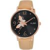 Ah8610x1 alba watch women butterfly black dial leather beige strap quartz movt japan analog three hand fashion