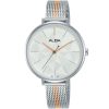 Ah8673x1 alba watch women silver patterned dial stainless steel metal rose gold mesh two tone strap quartz movt japan analog three hand fashion