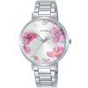 Ah8683x1 alba watch women pink flowers silver white dial stainless steel metal strap quartz movt japan analog three hand