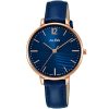 Ah8726x1 alba watch women blue patterned dial leather strap quartz movt japan analog three hand fashion