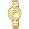 Ah8730x1 alba watch women gold patterned dial stainless steel metal golden strap quartz movt japan analog three hand fashion