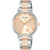 Ah8849x1 alba watch women flowers rose gold dial stainless steel metal silver rose golden two tone strap quartz movt japan analog three hand fashion